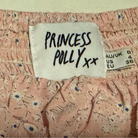 NWT Princess Polly Smocked Floral Long Sleeve Cropped Pink Blouse 4 - Picture 7 of 9